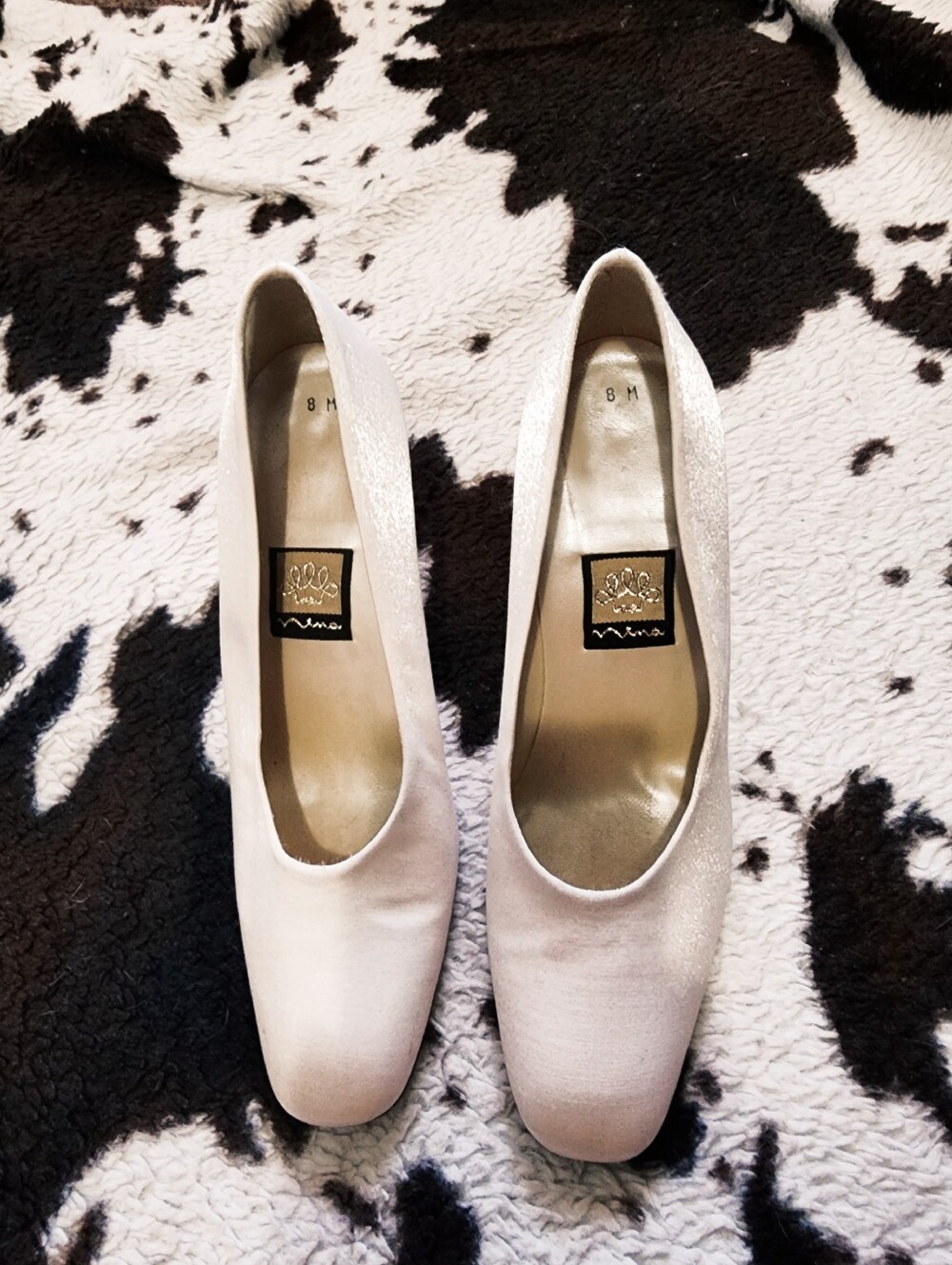WOMEN'S 80'S SATIN LIKE HEELS - IVORY WHITE